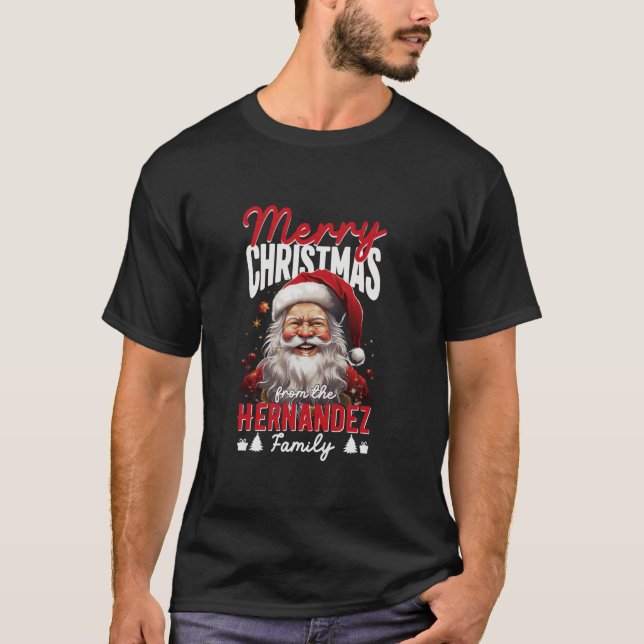 T-shirt Joyeux Noël De La Famille Hernandez Père Noël Co (Devant)