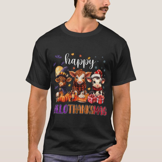 T-shirt Joyeux Noël d'Halloween Thanksgiving (Devant)