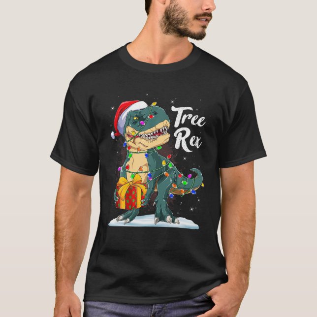 T-shirt Joyeux Noël Dinosaure Arbre Rex Pyjamas Xmas Lig (Devant)