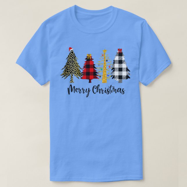 T-shirt Joyeux Noël Drôle Léopard Buffalo Plaid Christ (Design devant)