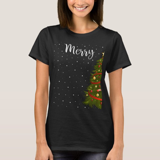 T-shirt Joyeux Noël Drôle Noël Arbre de Noël Couples (Devant)