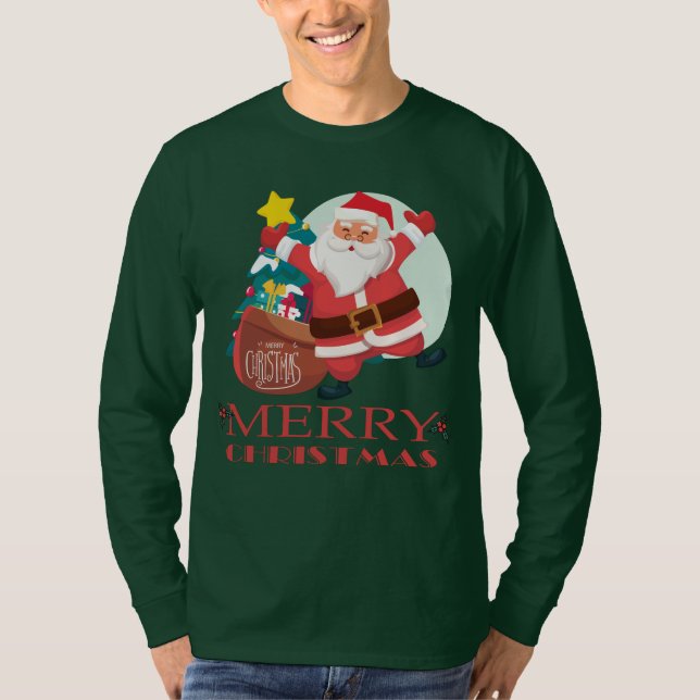T-shirt Joyeux Noël drôle Père Noël  (Devant)