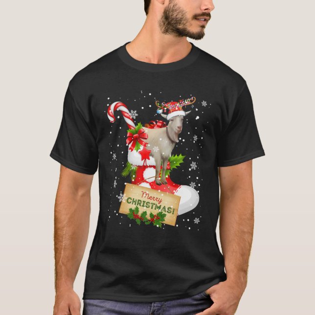 T-shirt Joyeux Noël Drôle Père Noël Reindeer Chèvre en Soc (Devant)