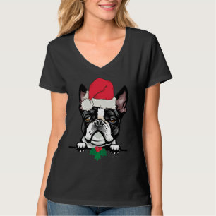 T-shirt Joyeux Noël du chien de Boston Terrier