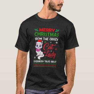 T-shirt Joyeux Noël Du Crazy Cat Lady Christmas