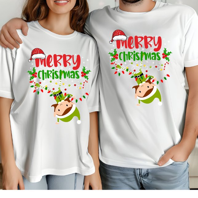 T-shirt Joyeux Noël Elf Correspondance famille moderne Noë (Merry Christmas Family Look)
