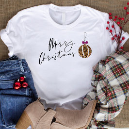 T-shirt Joyeux Noël Empreinte de léopard Bauble Tree Ornam