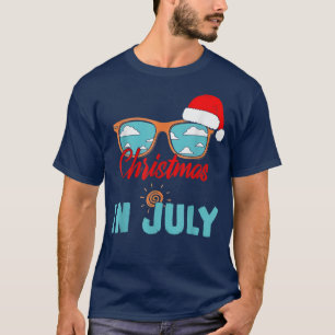 T-shirt Joyeux Noël en juillet Lunettes de soleil amusante