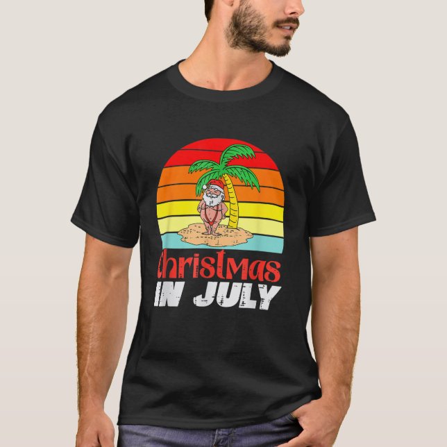 T-shirt Joyeux Noël en juillet Santas Summer Beach Funny (Devant)