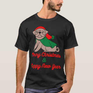 T-shirt Joyeux Noël et Bonne Année Illustration Bulldog