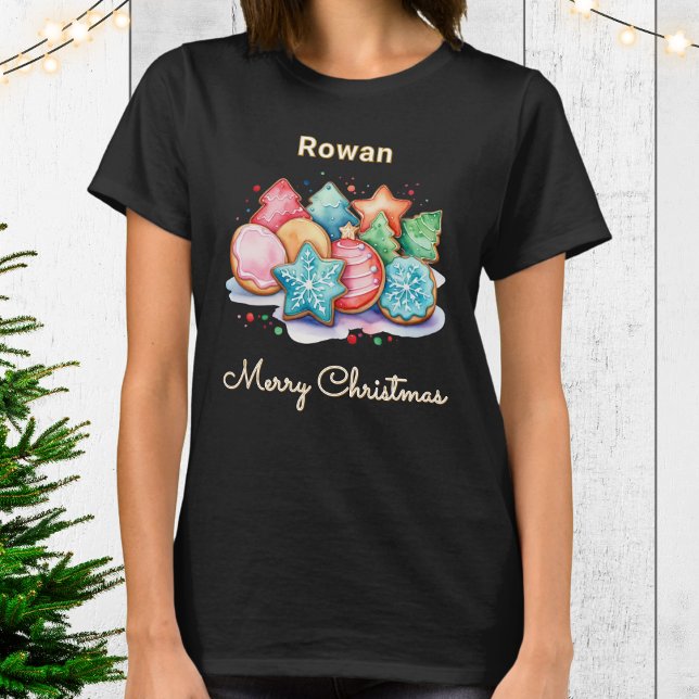 T-shirt Joyeux Noël Festif Iced Cookies Personnalisés (Créateur téléchargé)
