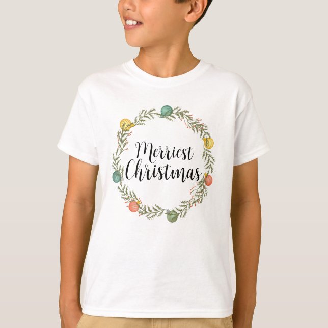 T-shirt Joyeux Noël Festive Wreath Joyeuses Fêtes (Devant)