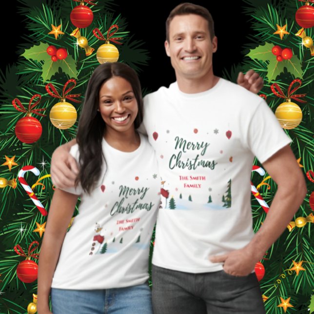 T-shirt Joyeux Noël Fête de famille Snowman (Créateur téléchargé)