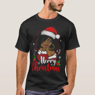 T-shirt Joyeux Noël Fille Africaine Noire Chapeau de Père