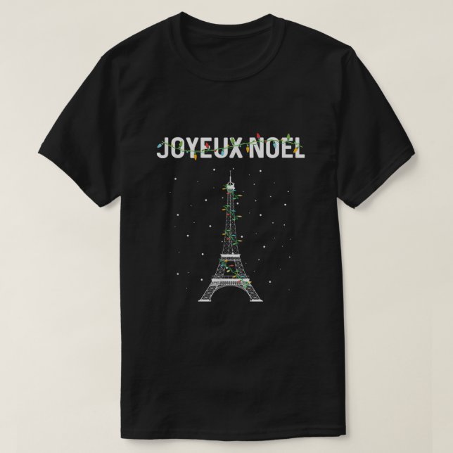 T-shirt Joyeux Noel Français Paris Tour Eiffel Noël (Design devant)