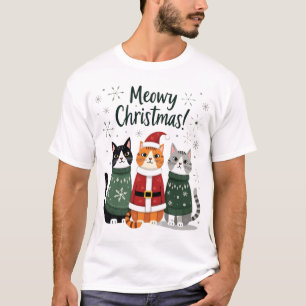 T-shirt Joyeux Noël Funny Cat Noël Fêtes Xmas S