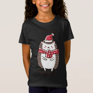 T-Shirt Joyeux Noël Funny Mignonne Hérisson Santa Hat Star