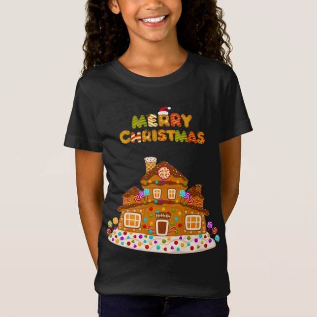T-Shirt Joyeux Noël Gingerpain Maison Baking Candy Can (Devant)
