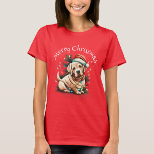 T-shirt Joyeux Noël Golden Retriever Puppy