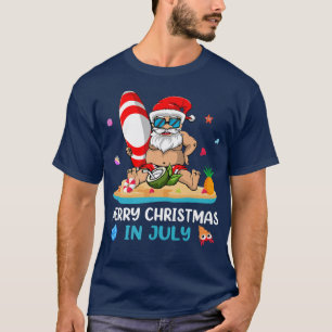 T-shirt Joyeux Noël Hawaiian Xmas Summer Surfing Père Noël