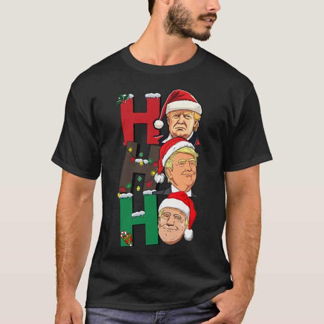 T-shirt Joyeux Noël Ho Ho Trump Père Noël Light Christa (Devant)