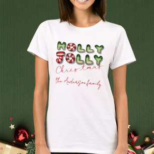 T-shirt Joyeux Noël Holly Jolly en 3D pour famille assorti