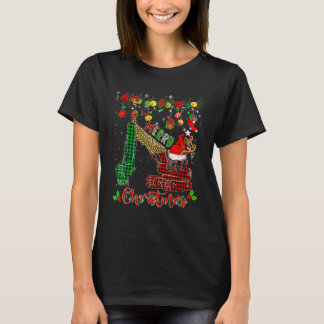 T-shirt Joyeux Noël Léopard À Carreaux Santa Renne Elfe E