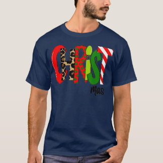 T-shirt Joyeux Noël Leopard Buffalo Rouge Plaid Pour Homme