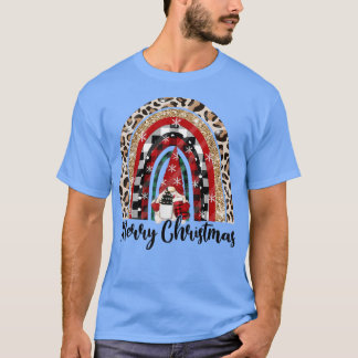 T-shirt Joyeux Noël Leopard Gnome Lover Rainbow Stocki