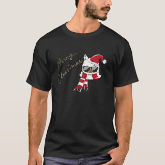 T-shirt Joyeux Noël Llama Santa Hat Ugly Xmas Tee Alpa