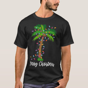 T-shirt Joyeux Noël Lumières Palm Tree Beach Noël Pyjama