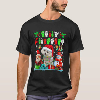 T-shirt Joyeux Noël Mains Langue des Signes Santa Maltais 