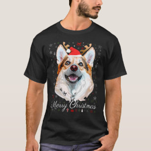 T-shirt Joyeux Noël Mignon Corgi Père Noël Chien Renne Lai