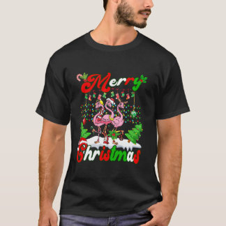 T-shirt Joyeux Noël mignon Flamant rose Amour paysan Famil