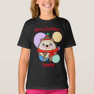 T-shirt Joyeux Noël mignon Kawaii Hérisson amical