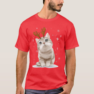 T-shirt Joyeux Noël mignonne Cat Reindeer Famille jumelé