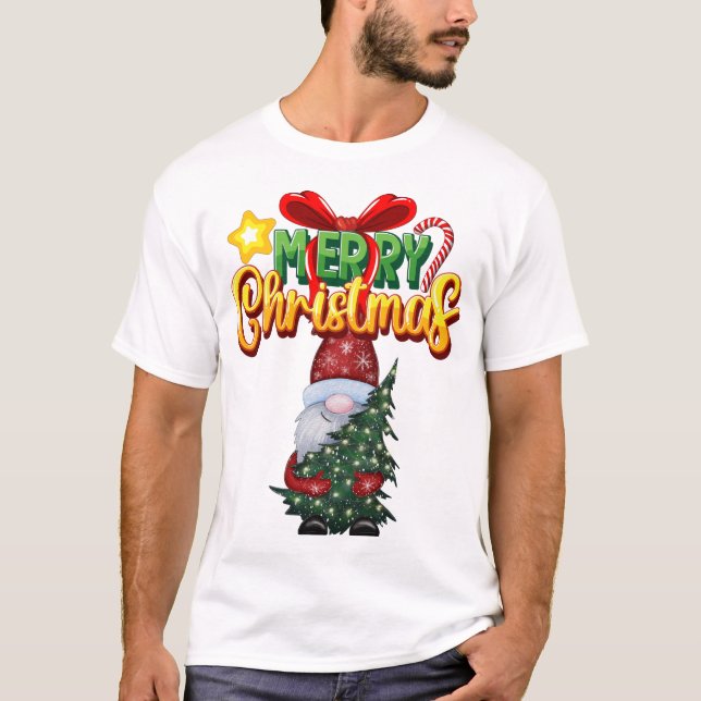 T-shirt Joyeux Noël moderne Père Noël (Devant)