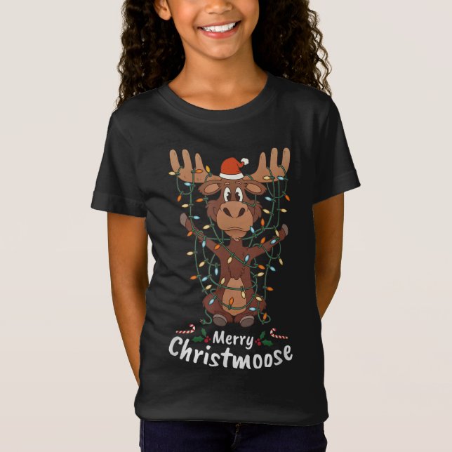 T-Shirt Joyeux Noël Mooses Xmas Arbre Lumière (Devant)