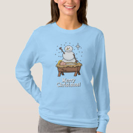 T-shirt Joyeux Noël Nativité bébé Jésus Snowman