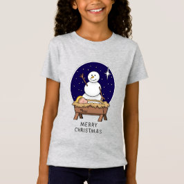 T-Shirt Joyeux Noël Nativité bébé Jésus Snowman