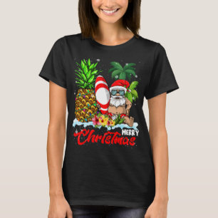 T-shirt Joyeux Noël Noël Lumières Père Noël Surf Hawaiian