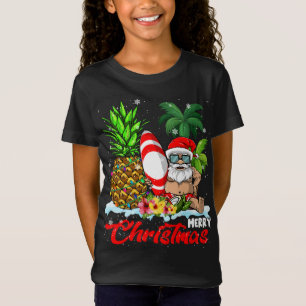 T-Shirt Joyeux Noël Noël Lumières Père Noël Surf Hawaiian