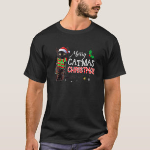 T-shirt Joyeux Noël Noir Animaux de Noël Père Noël Chat Py
