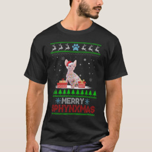 T-shirt Joyeux Noël Ornement Sphynx Chat Xmas Père Noël