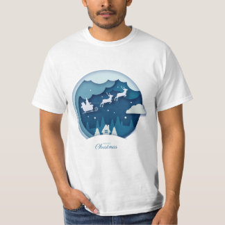 T-shirt Joyeux Noël - Père Noël avec la neige tomber T-shi