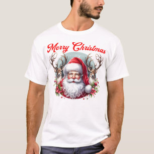 T-shirt Joyeux Noël Père Noël avec rennes