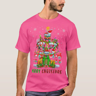 T-shirt Joyeux Noël Père Noël - Camions feu Xmas Tree Ligh
