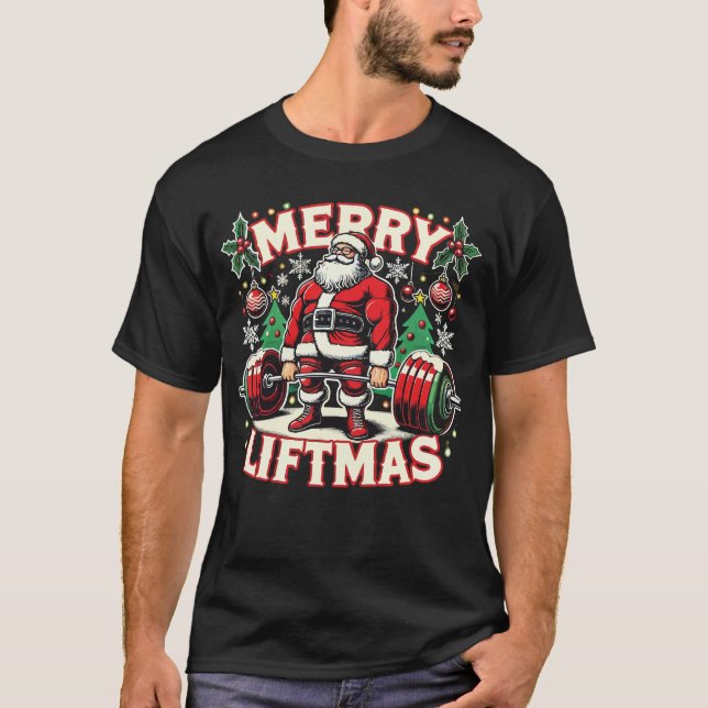 T-shirt Joyeux Noël Père Noël Christmas Gym (Devant)