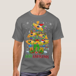 T-shirt Joyeux Noël Père Noël Kayak Bateaux Xmas Tree Ligh