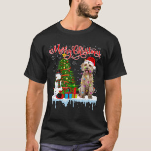 T-shirt Joyeux Noël Père Noël Labradoodle Light Xmas Tree